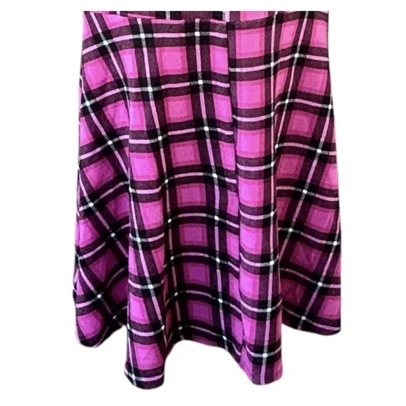 Smak Parlour 1950s Retro Pink Black Tartan Plaid Fit & Flare Dress Womens 1X/16 - Picture 10 of 11